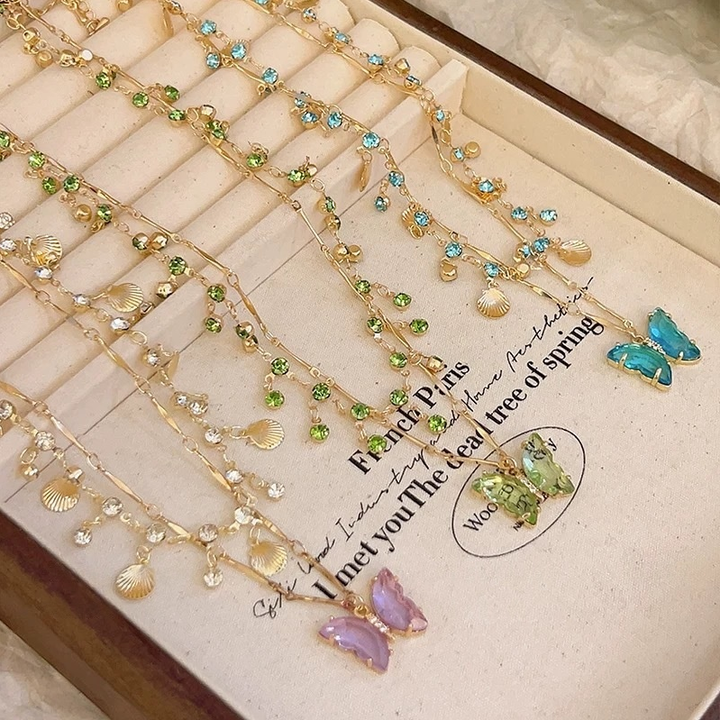 Ocean-Style Butterfly Multi-Layer Tassel Necklace (Dreamy Resort Style Series)