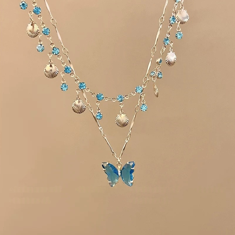 Ocean-Style Butterfly Multi-Layer Tassel Necklace (Dreamy Resort Style Series)