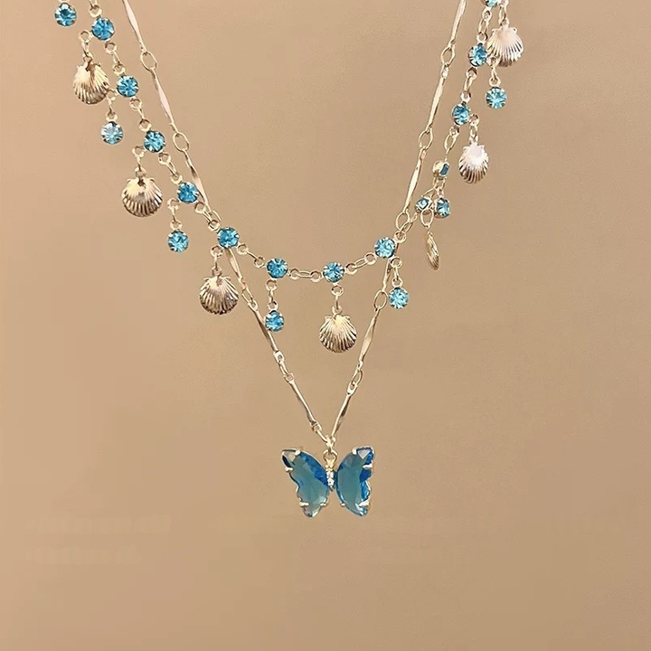 Ocean-Style Butterfly Multi-Layer Tassel Necklace (Dreamy Resort Style Series)