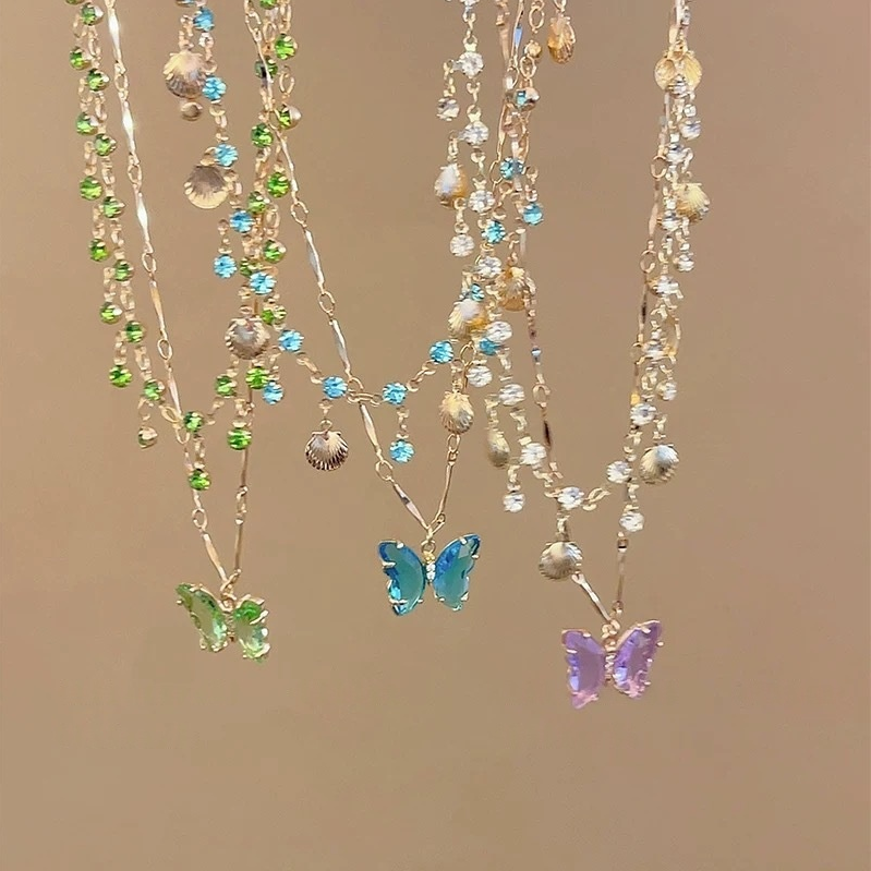 Ocean-Style Butterfly Multi-Layer Tassel Necklace (Dreamy Resort Style Series)