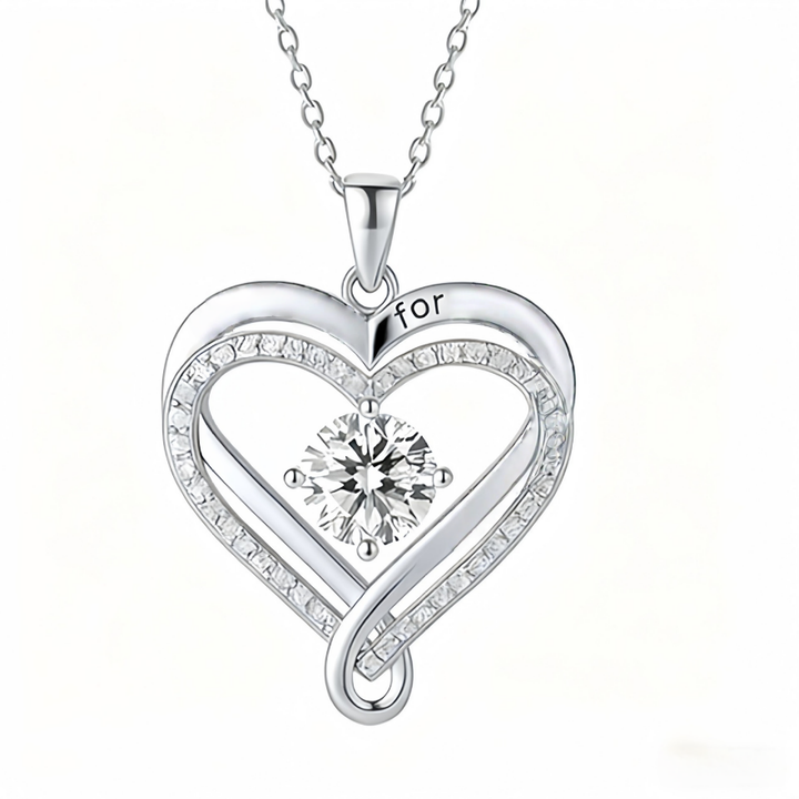 "To My Wife" Intertwined Double Heart Diamond-Inlay Necklace (Marriage Commemorative Style)