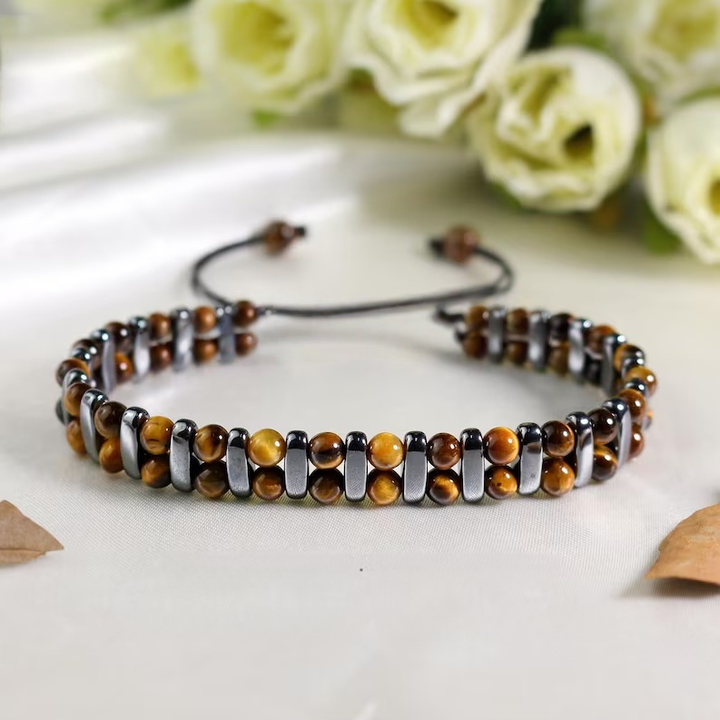 Tiger Eye Stone Woven Magnetic Bracelet (Strength & Protection Style Series)