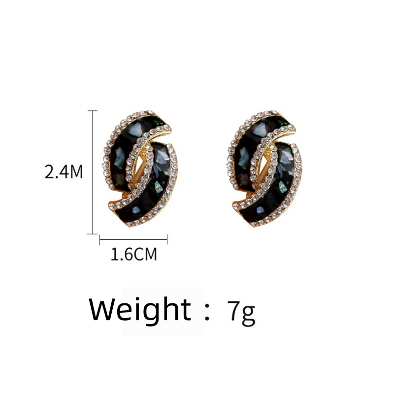 White Mother-of-Pearl Twisted Diamond Stud Earrings (Light Luxury Elegant Style Series)