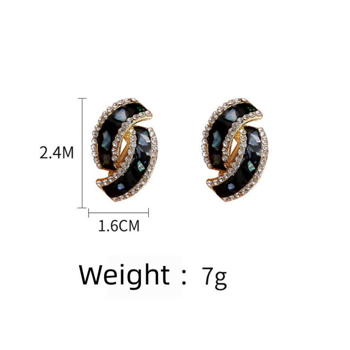 White Mother-of-Pearl Twisted Diamond Stud Earrings (Light Luxury Elegant Style Series)