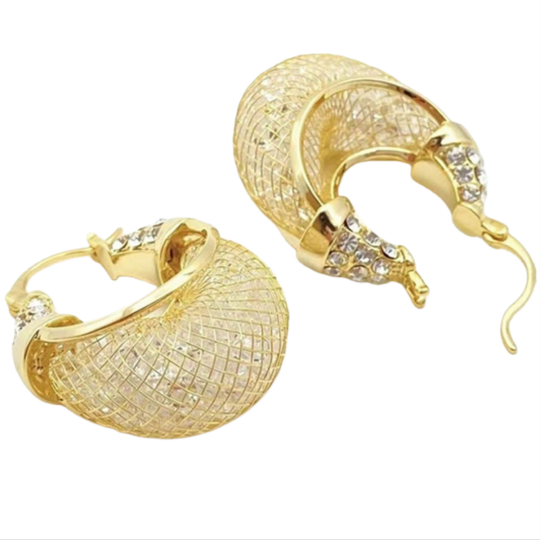 Full-Diamond Twisted Gold Hoop Earrings (Luxury Vintage Style Series)