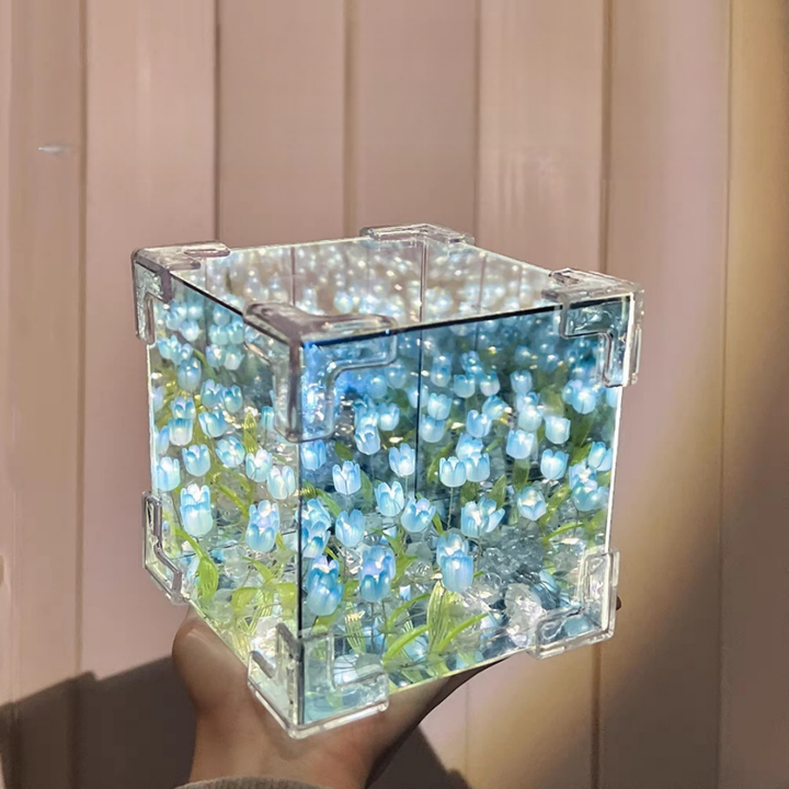 Handmade DIY Cube Tulip Field Night Light (3D Atmosphere Style Series)
