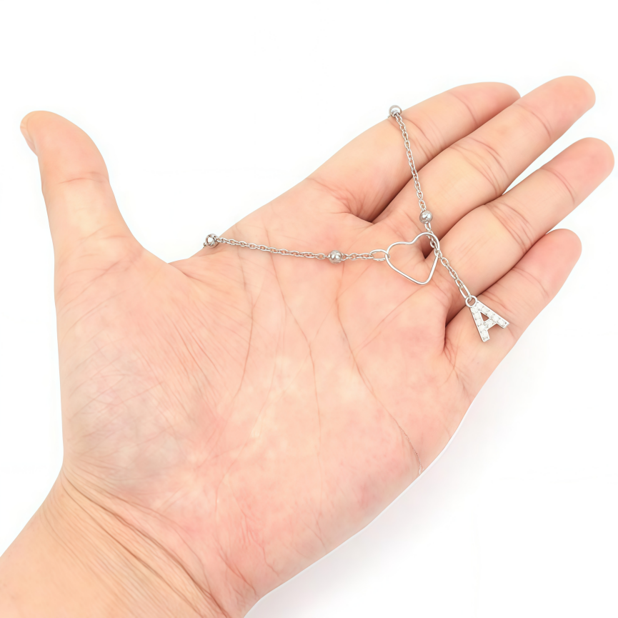 Heart Diamond Initial Letter Y-Chain Necklace for Women – Personalized Luxury Necklace