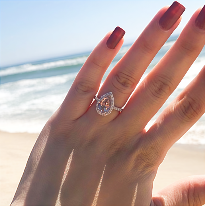 Rose Gold Pear Pink Diamond Ring (Women's Sweet Vitality Luxury Style)