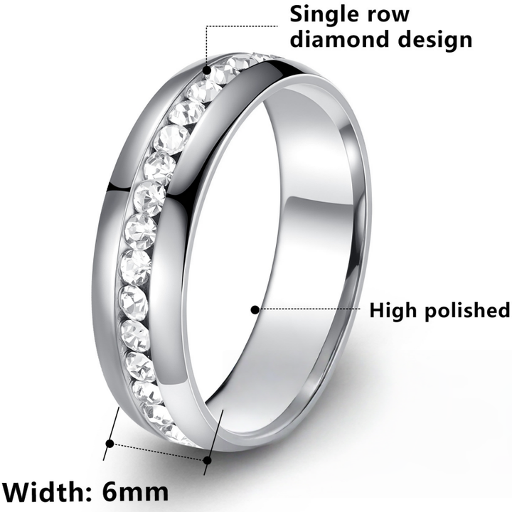 Multi-Color Diamond-Inlaid Narrow Band Ring (Cool Versatile Personalized Style)
