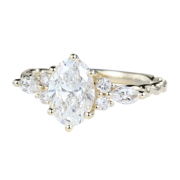 Bloom-Set Center Diamond Vintage Ring (Luxury Ritual Engagement Style)