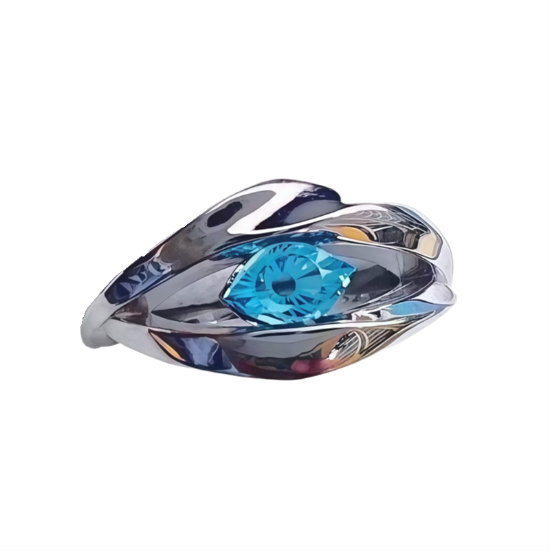 Iridescent Eye-Shaped Center Stone Cyberpunk Ring (Cyberpunk Personalized Style)