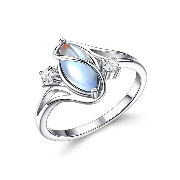 S925 Silver Marquise Moonstone Ring (Gentle Cool Niche Style)
