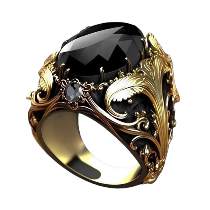 Two-Tone Twig Center Stone Vintage Ring (Luxury Palace Style Personalized)