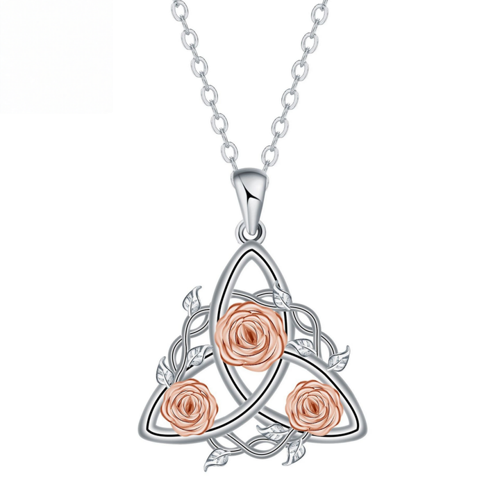 Two-Tone Celtic Rose Necklace (Vintage Romantic Luxury Style)