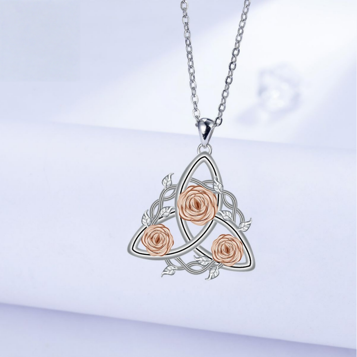 Two-Tone Celtic Rose Necklace (Vintage Romantic Luxury Style)