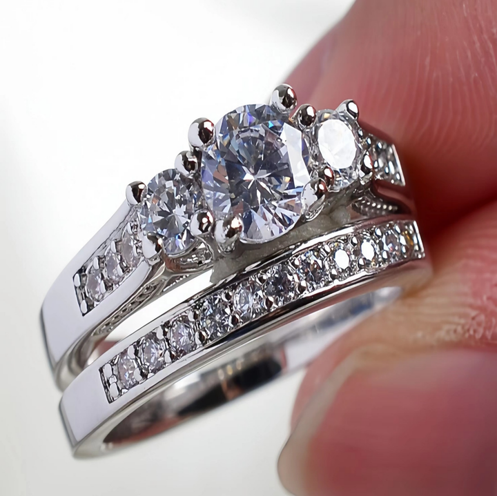 Multi-Diamond Stacked Double Band Ring (Luxury Ritual Shimmer Style)