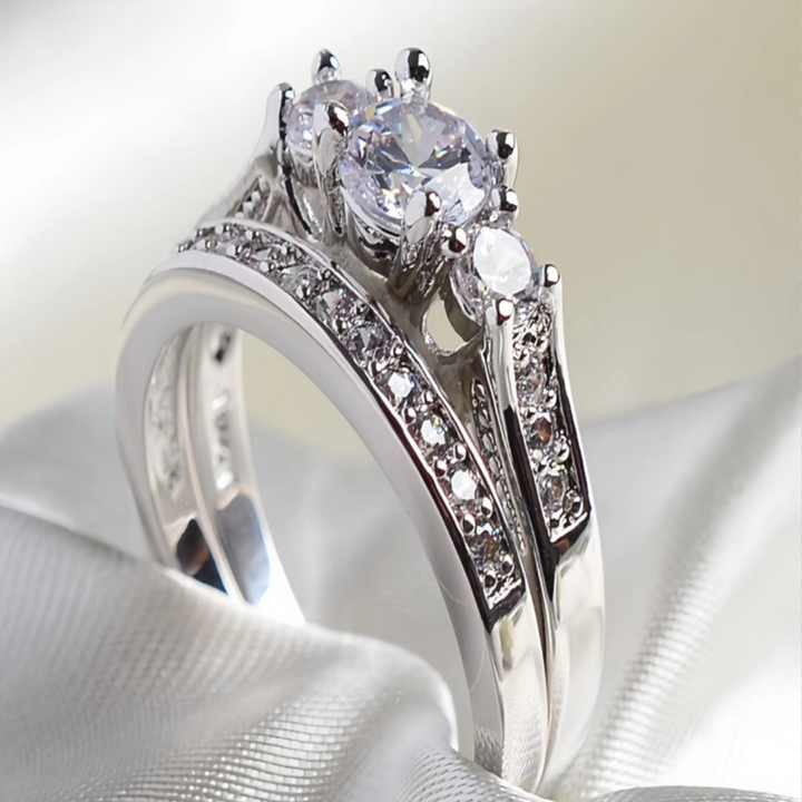 Multi-Diamond Stacked Double Band Ring (Luxury Ritual Shimmer Style)