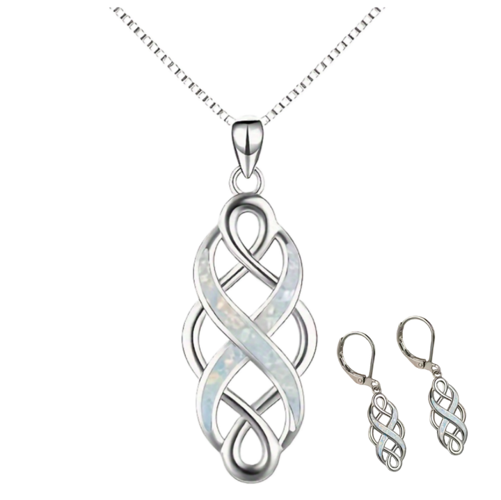 Opal Inlaid Eternal Knot Jewelry Set (Natural Aura Luxury Style)