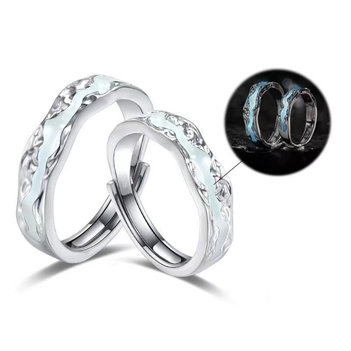 Iridescent Pave Diamond Lava Ring Set (Sweet-Cool Niche Personalized Style)