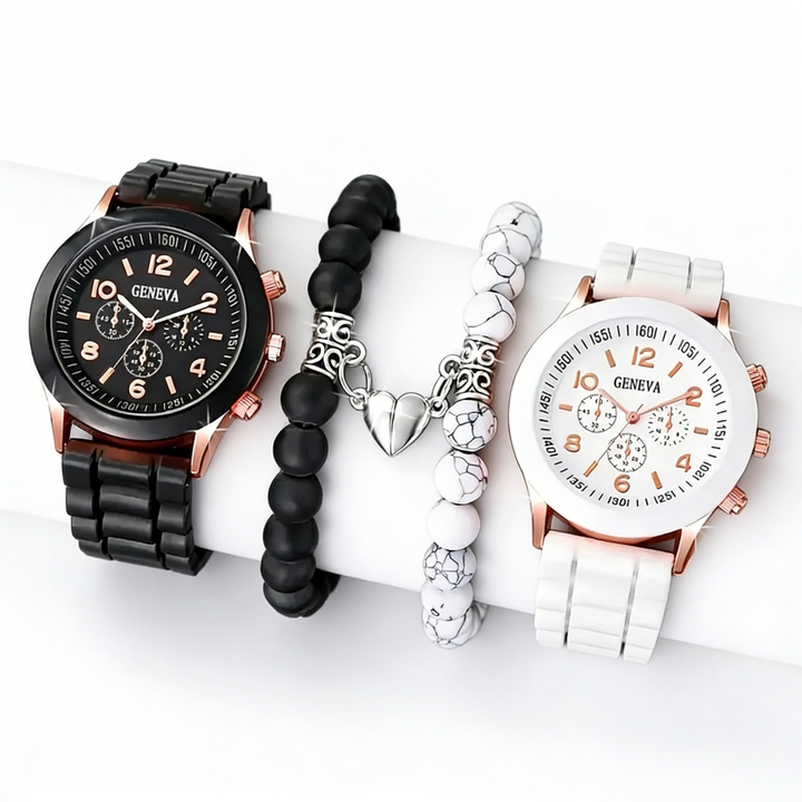 Contrast Color Couple Watch Set (Light Luxury Trendy Accessory Combo)