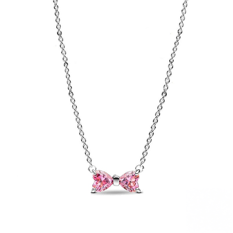 Pave Diamond Bowknot Light Luxury Jewelry Set (Necklace + Bracelet + Earrings + Ring)