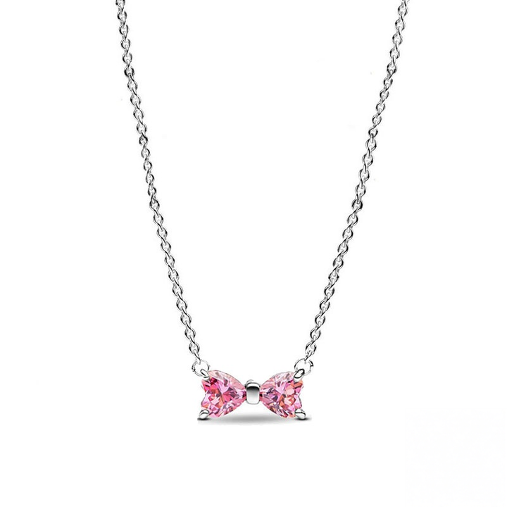Pave Diamond Bowknot Light Luxury Jewelry Set (Necklace + Bracelet + Earrings + Ring)