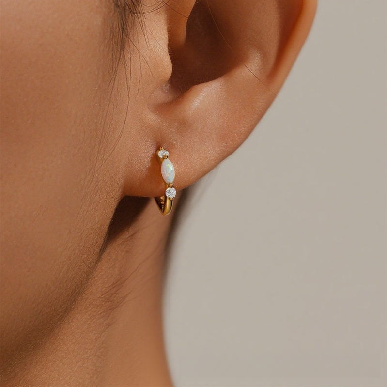 Marquise Opal Huggie Earrings (Light Luxury Minimalist Versatile Earrings)