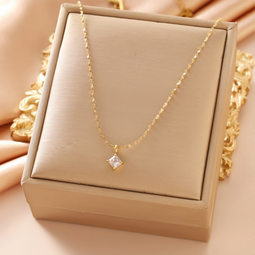 Square Diamond Minimalist Choker (Light Luxury Niche Versatile Necklace)