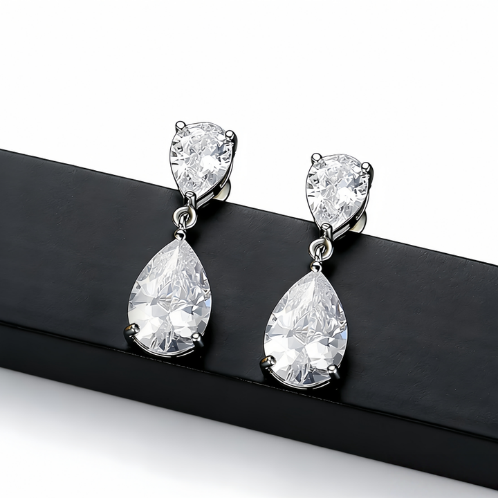 Double Pear Diamond Drop Earrings (Women's Luxury Elegant Style)