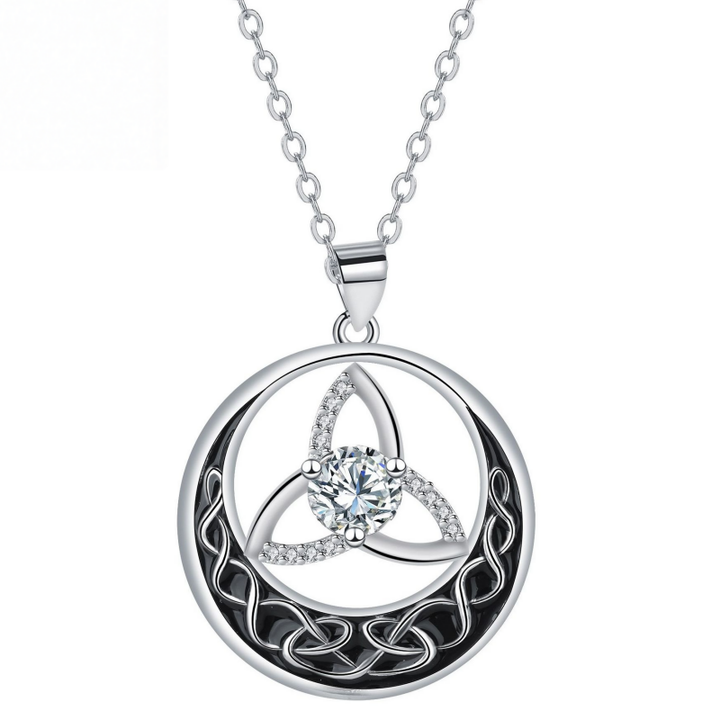 Celtic Knot Moon & Star Diamond Necklace (Light Luxury Niche Vintage Necklace)