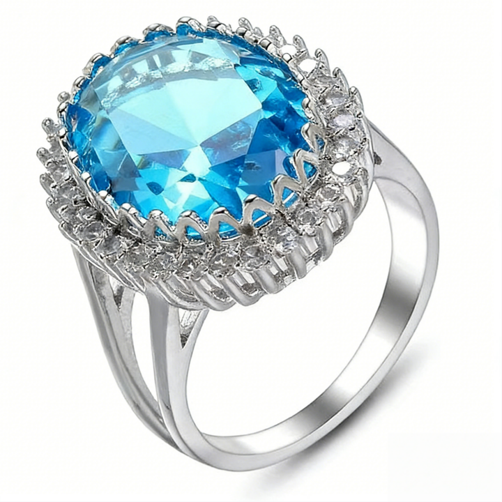 Vintage Gemstone Halo Ring (Light Luxury Niche Royal Style Band)