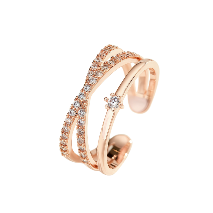 Stellar Interwoven Triple Band Pavé Ring (Light Luxury Niche Design Band)