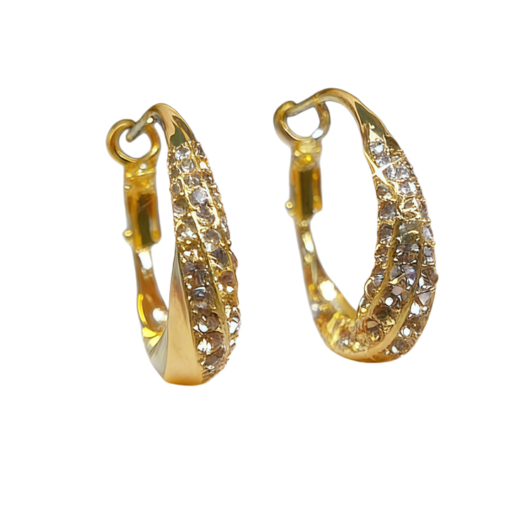 Triple Row Pavé Twist Huggie Earrings (Light Luxury Niche Design Earrings)