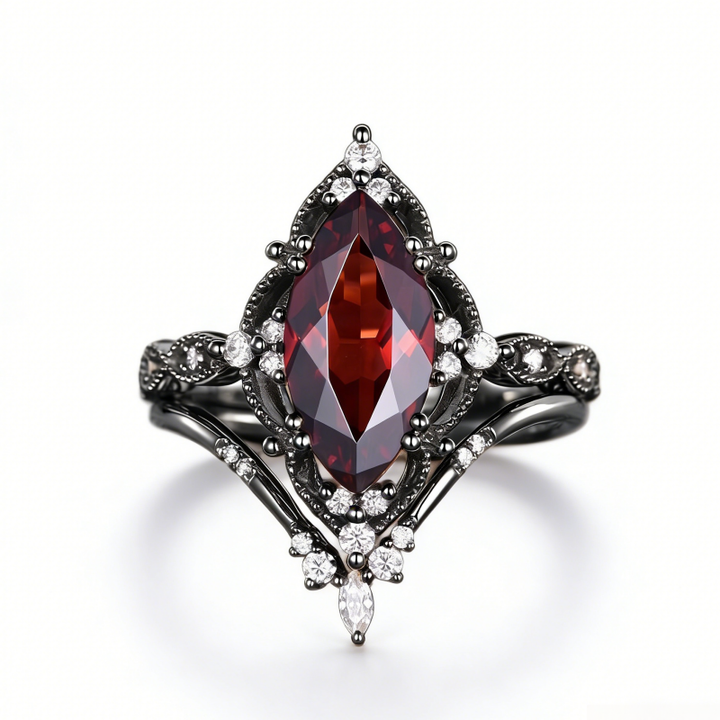 Vintage Gothic Marquise Gemstone Ring (Light Luxury Niche Individual Band)