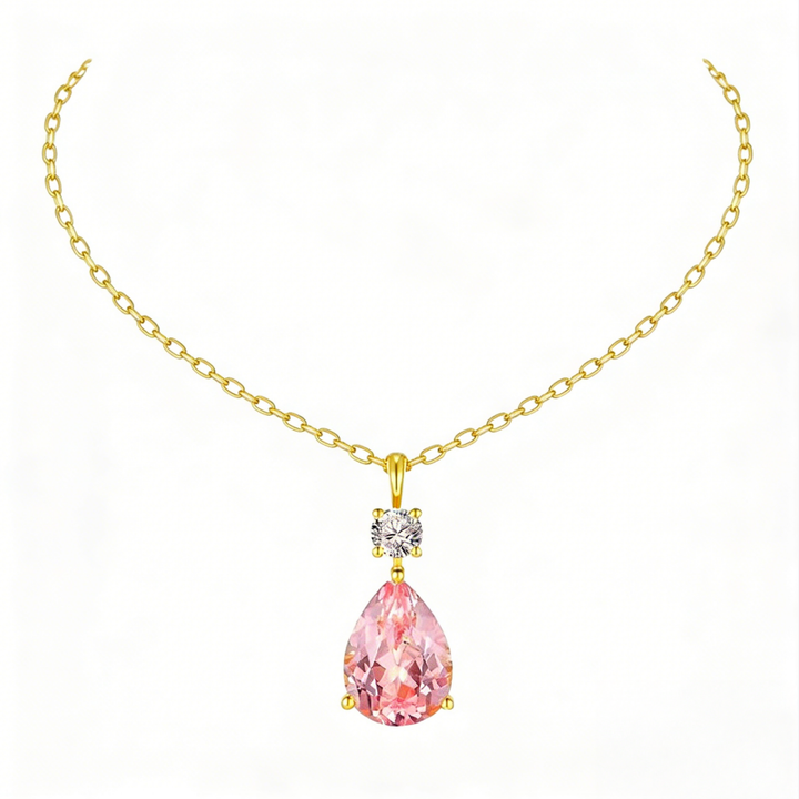 Pink Teardrop Pendant Necklace (Light Luxury Niche Gentle Choker)