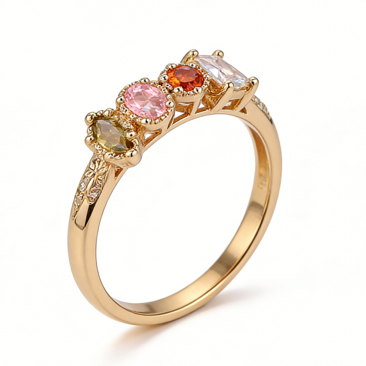 Four Seasons Gemstone Row Ring (Light Luxury Niche Vintage Band)