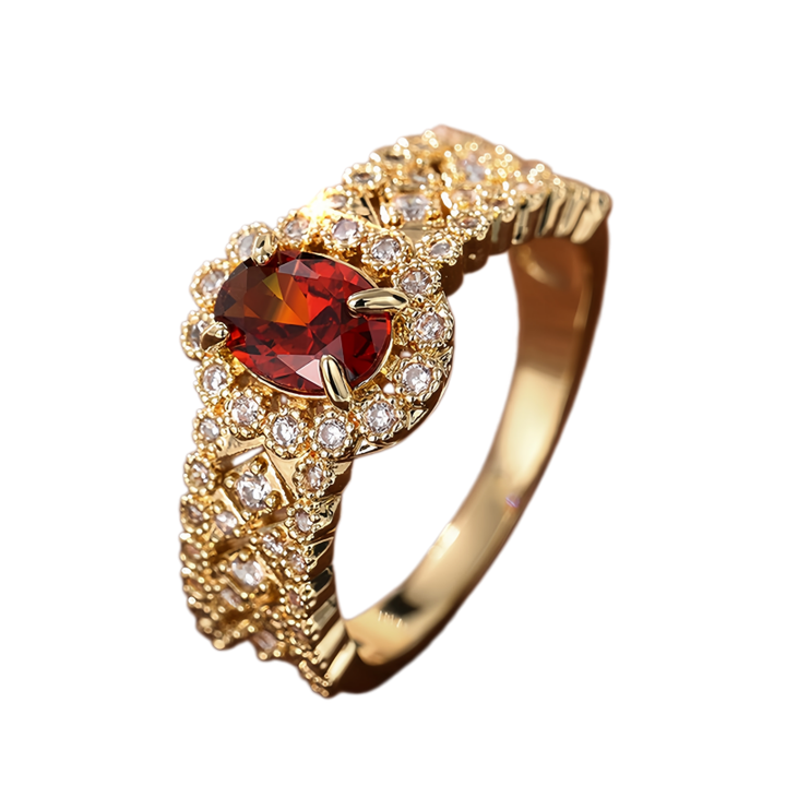 Oval Ruby Pavé Vintage Ring (Luxury Royal Glam Band)