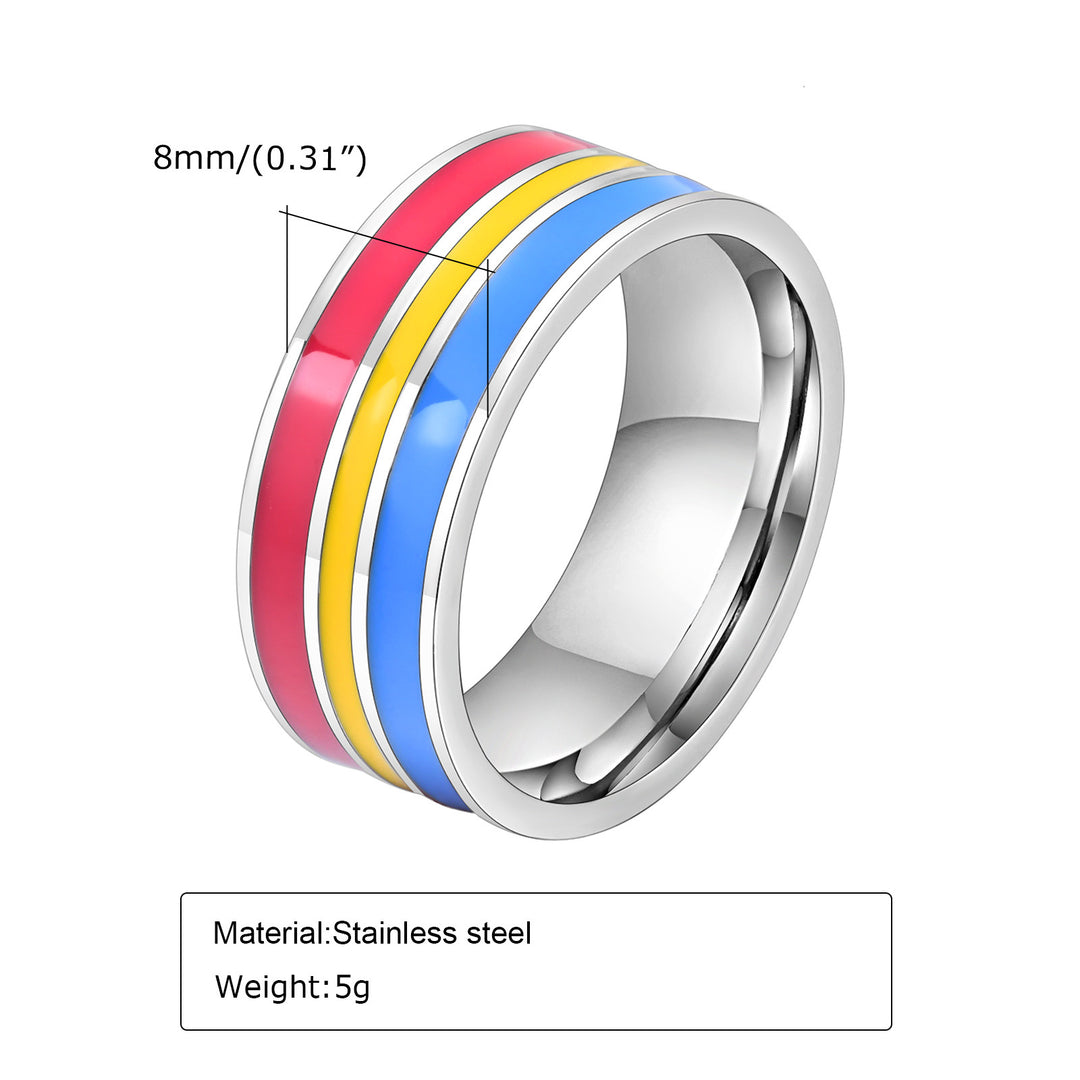 Titanium Enamel Colorful Ring