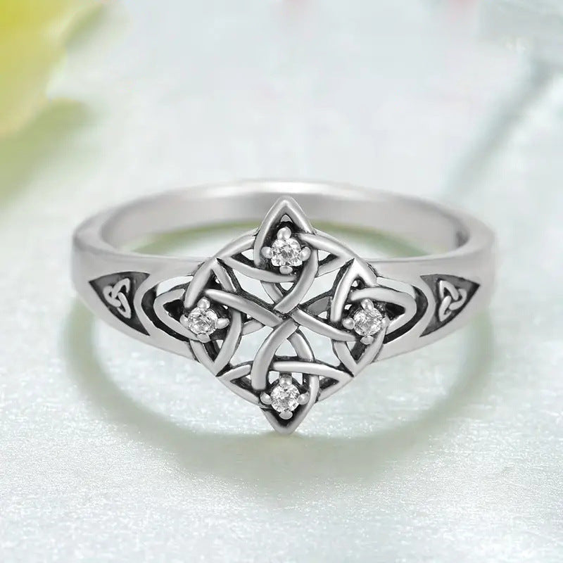S925 Silver Celtic Knot Pattern Ring (Vintage Personalized Men's Style)