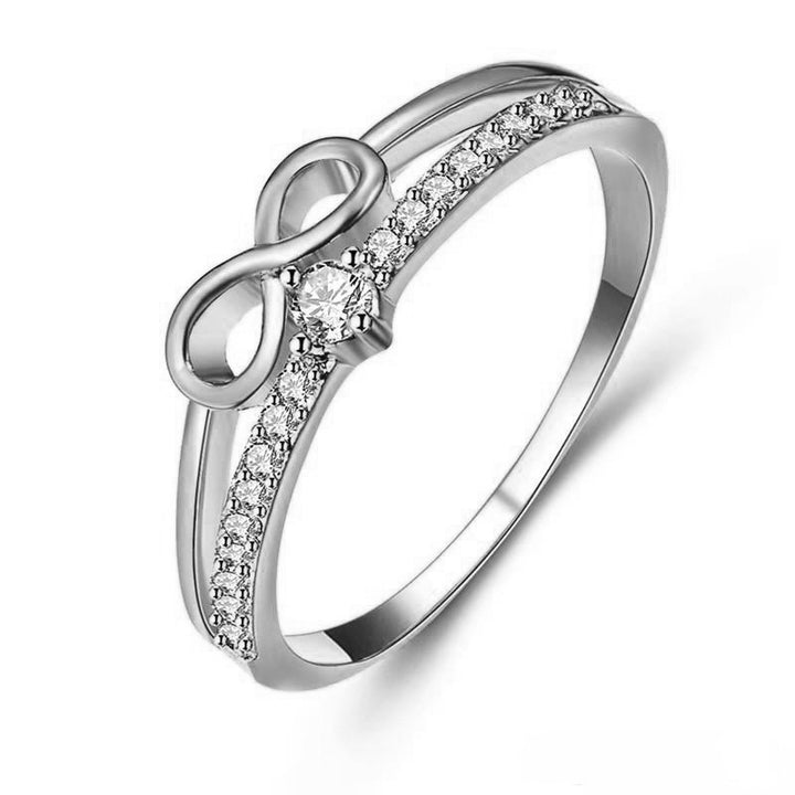 Infinity Symbol Double Band Ring, Eternity Knot Diamond Ring for Women