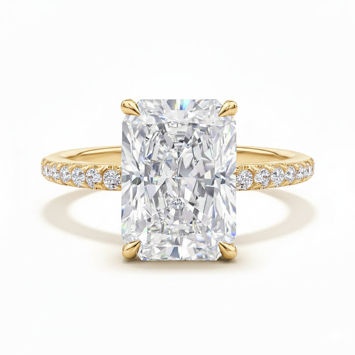 Ice Flower Cut & V-Shaped Pavé Wedding Ring Set (Luxury Classic Couple Bands)