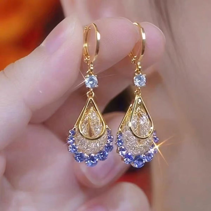 Teardrop Filigree Gemstone Drop Earrings (Luxury Vintage Elegant Earrings)