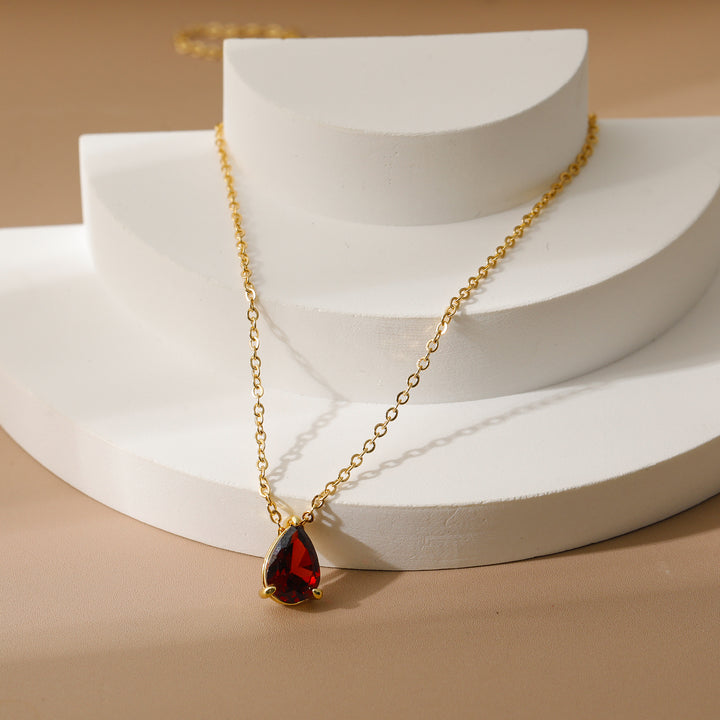 December Birthstone Teardrop Choker (Light Luxury Niche Rainbow Pendant Necklace)