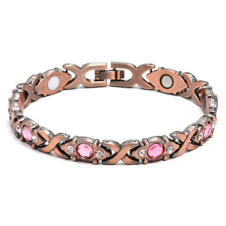 Fashion Detachable Magnetic Energy Bracelet for Women, Adjustable Alloy Crystal Bangle