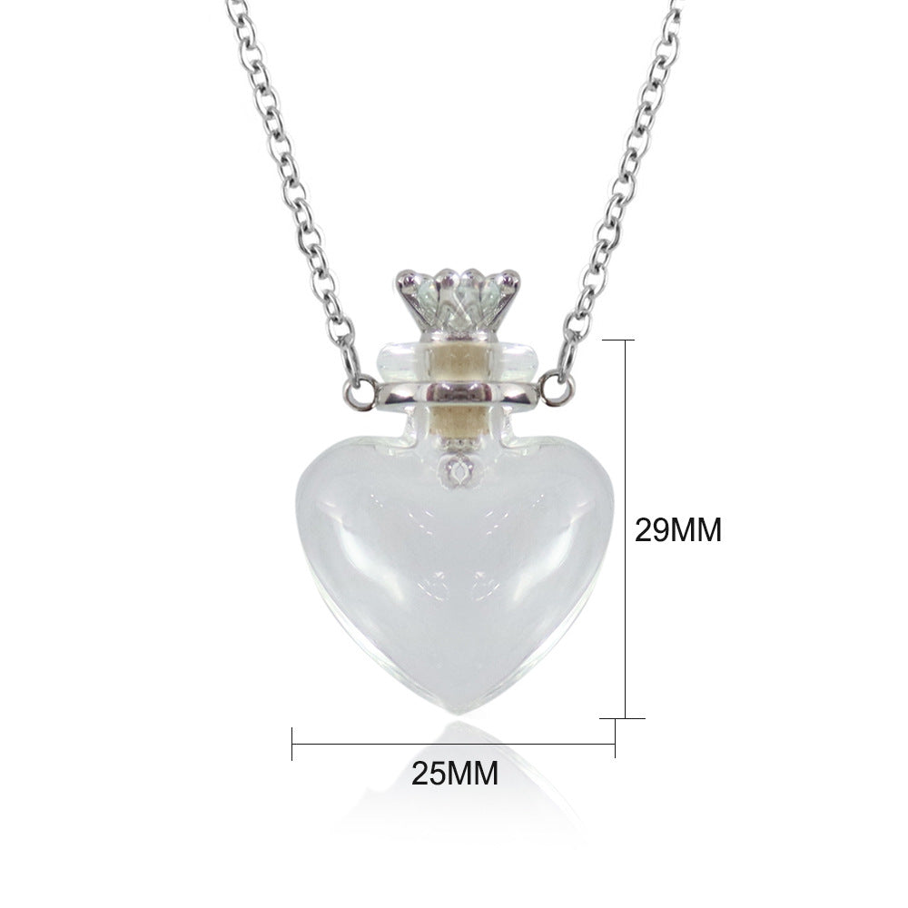 Transparent heart-shaped glass perfume blood bottle pendant necklace