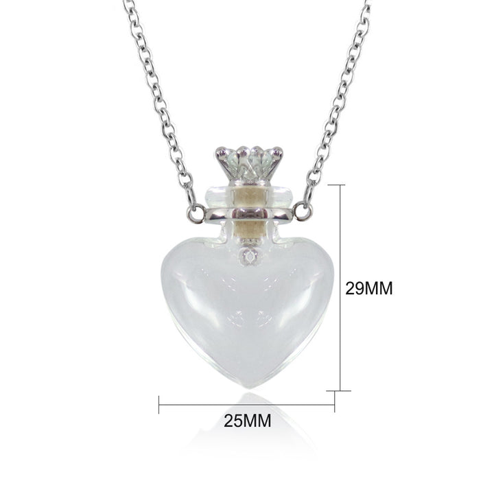 Transparent heart-shaped glass perfume blood bottle pendant necklace