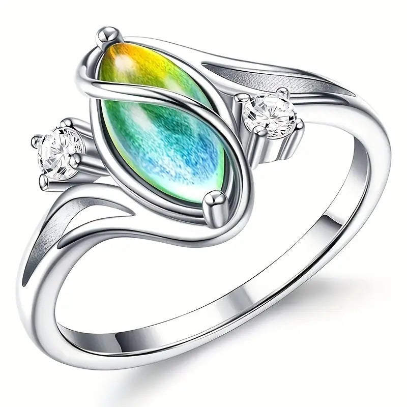 S925 Silver Marquise Moonstone Ring (Gentle Cool Niche Style)