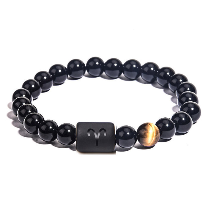 12 Constellations Obsidian Tiger Eye Stone Bracelet