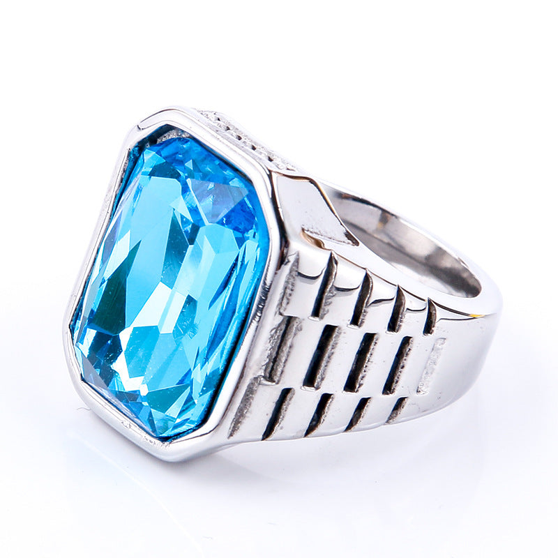 Multi-Color Gem Wide-Face Men's Ring (Light Luxury Bold Style)