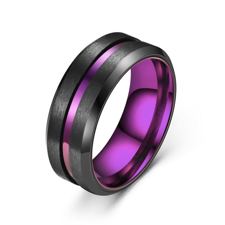 Men's Brushed Groove Color Accent Ring (Multi-Color Unisex Band)